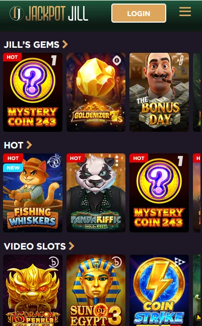 Jackpot Jill homepage mobile